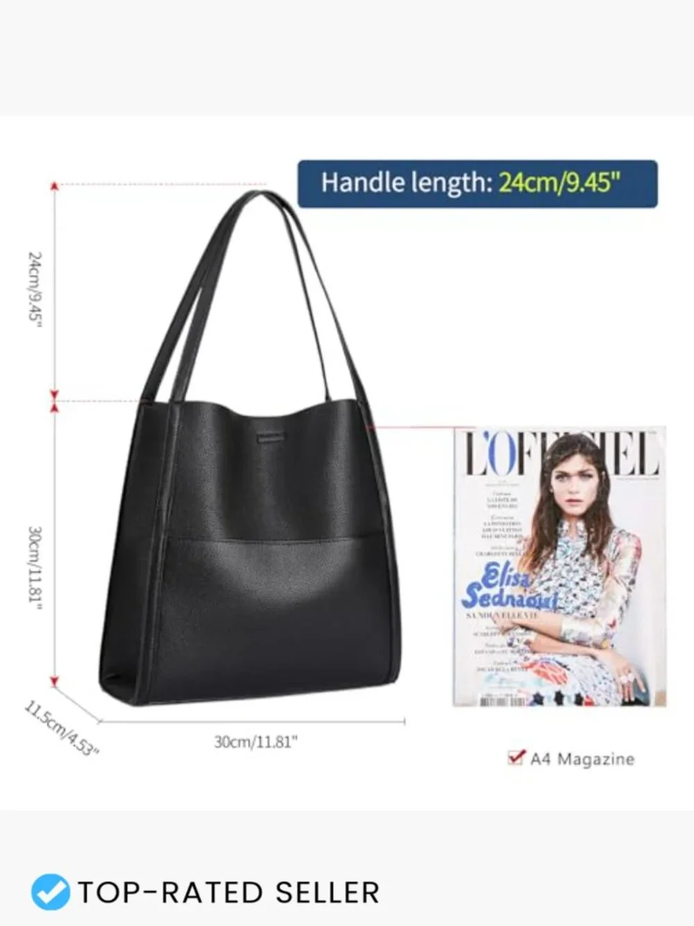 Large Tote Bag Hobo Purse Faux Leather Shoulder Handbag Work Travel Commuter